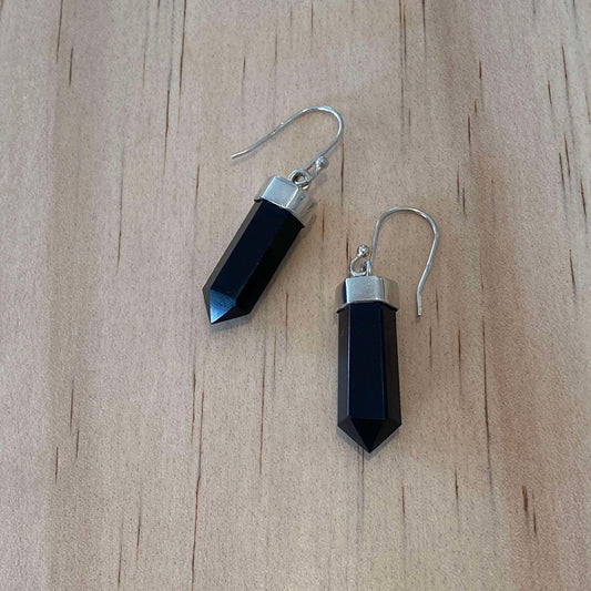 Black Onyx Point Earrings
