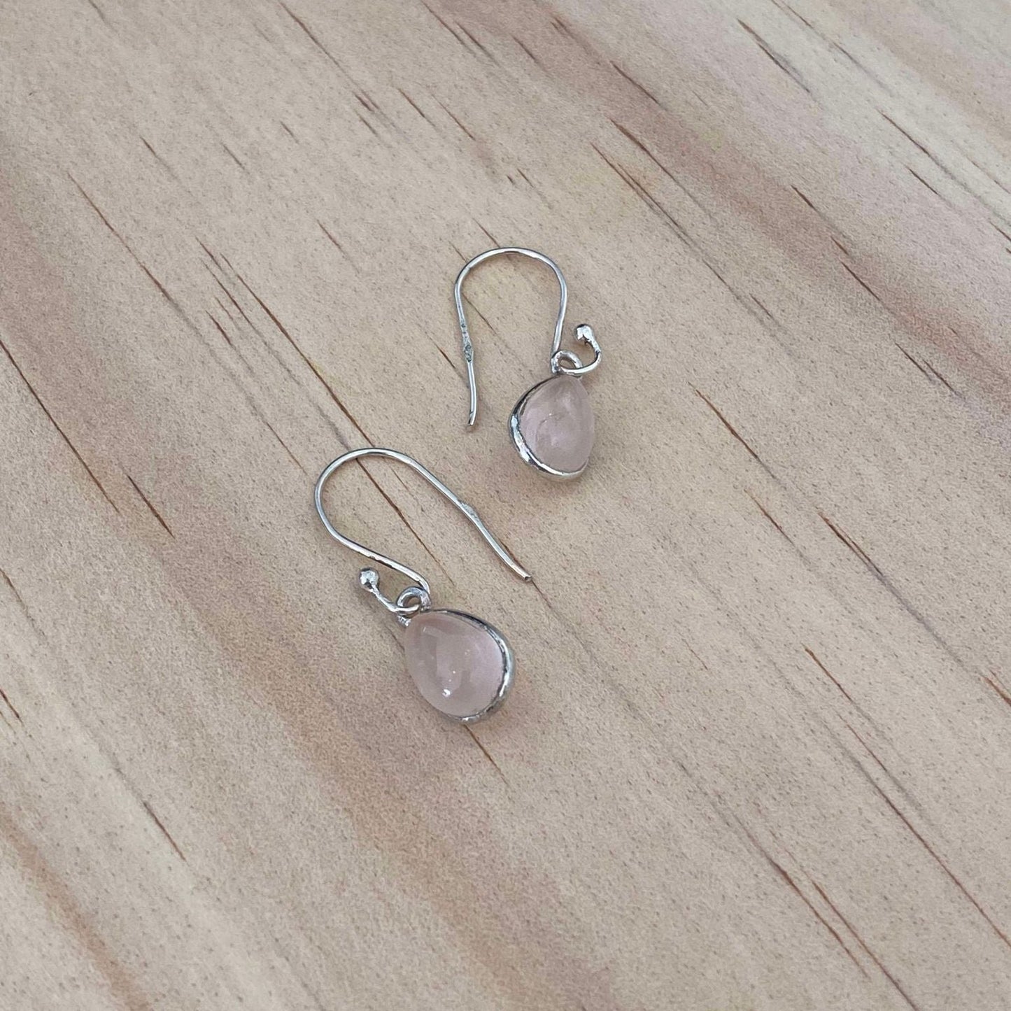 Rose Quartz Tear Drop Earrings