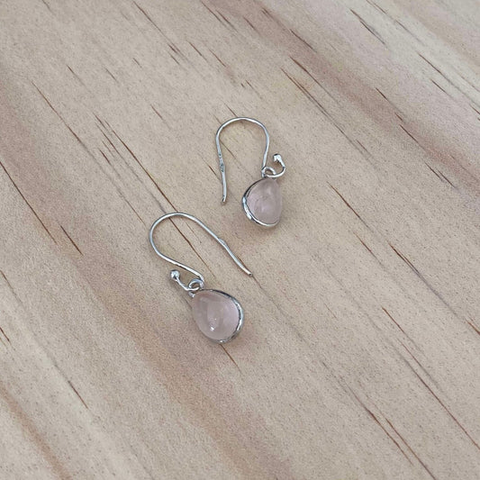 Rose Quartz Tear Drop Earrings