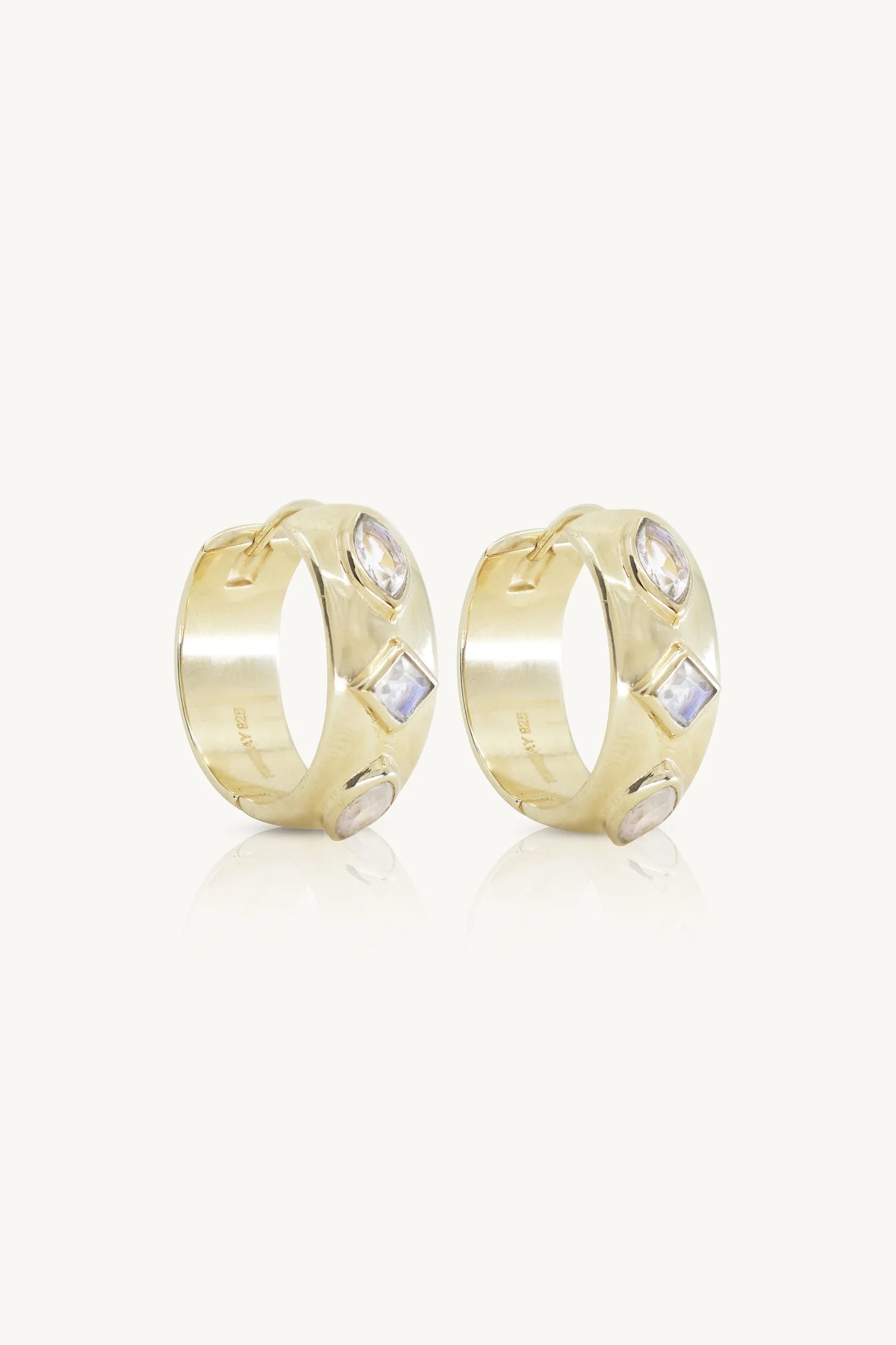 Coronet Moonstone Gold Hoops