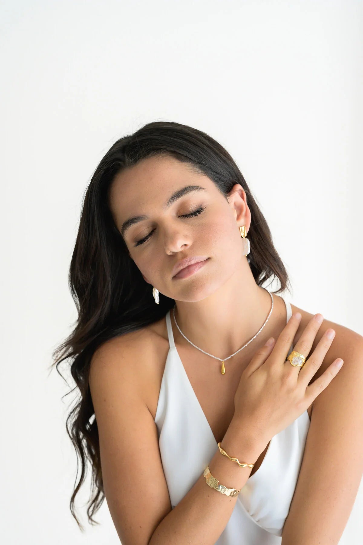 Ember Crushed Silver Gold Vermeil Tear Drop S925 Sterling Silver Necklace