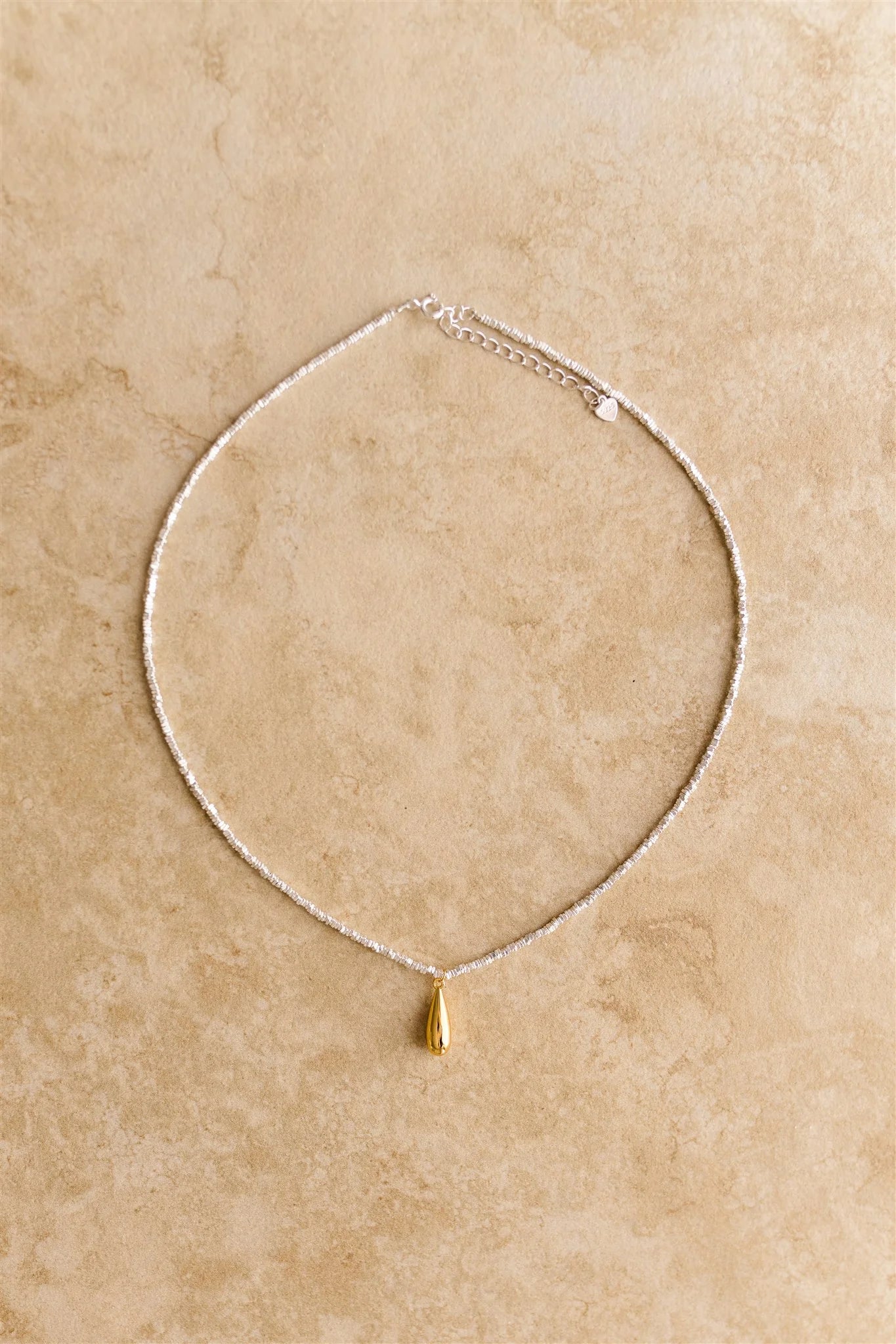 Ember Crushed Silver Gold Vermeil Tear Drop S925 Sterling Silver Necklace