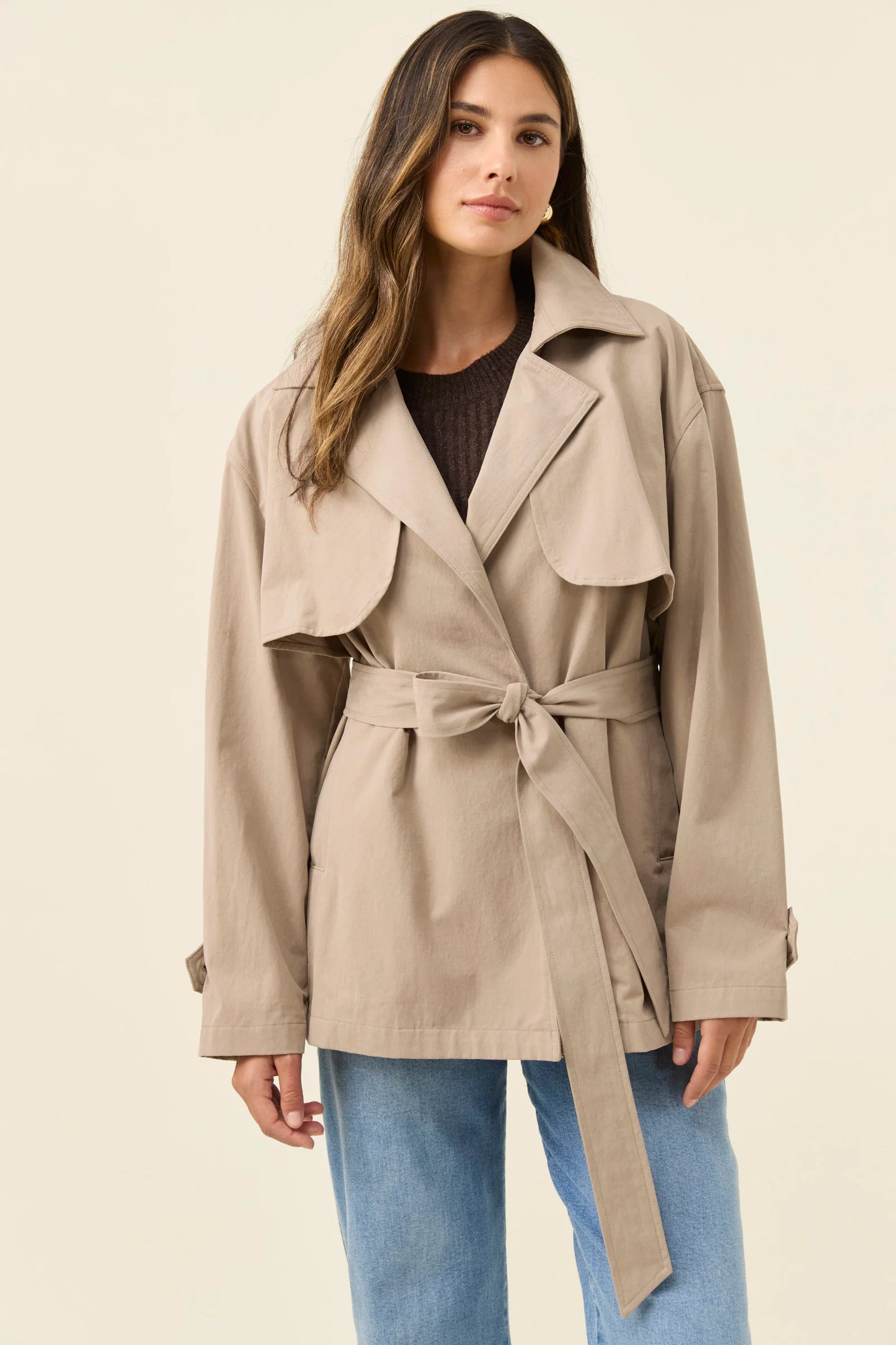 Farida Cropped Trench | Stone