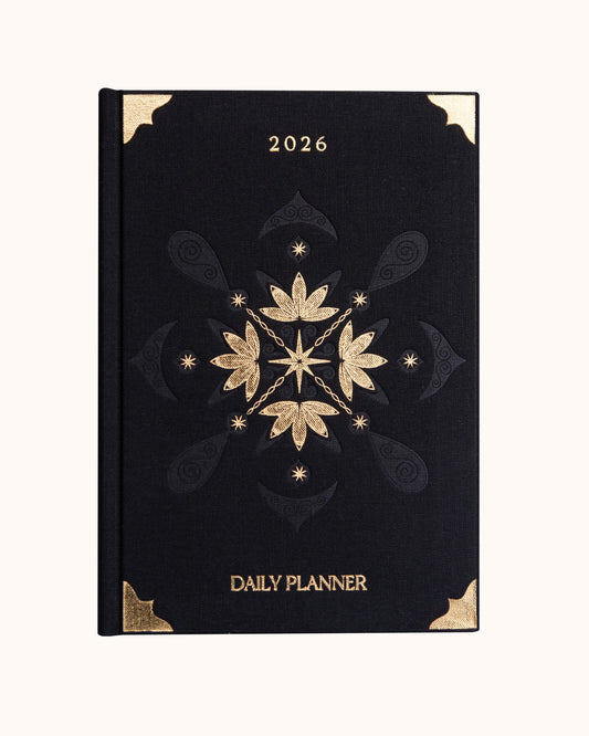 Dreamy Moons Daily Planner 2026 - Black and Gold