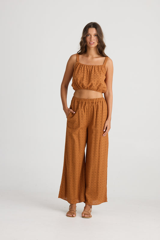 Isla Pants - Tan Broderie