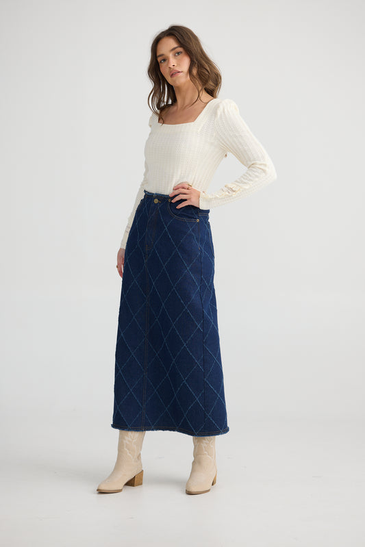 Macey Skirt - Dark Denim Diamond