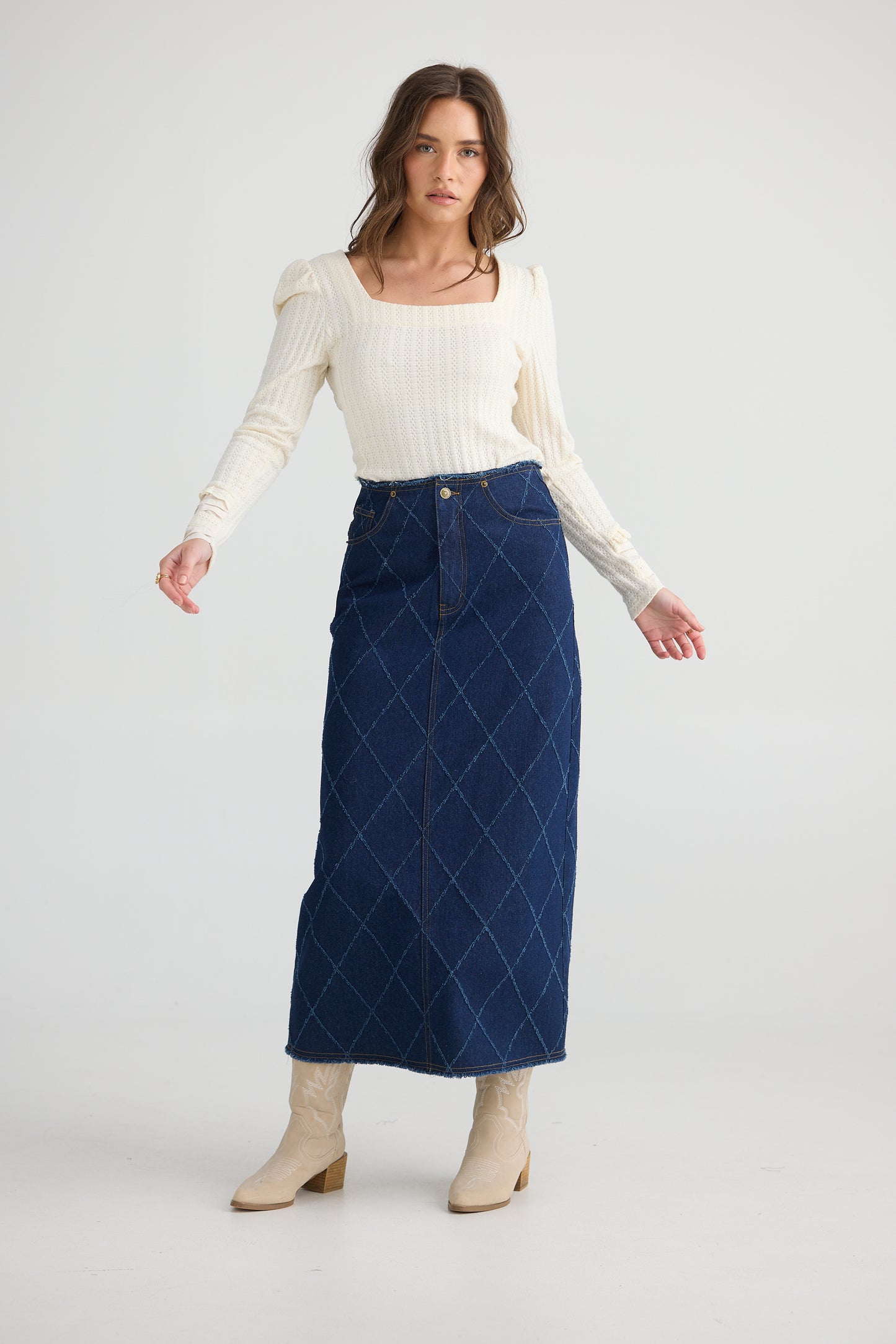 Macey Skirt - Dark Denim Diamond