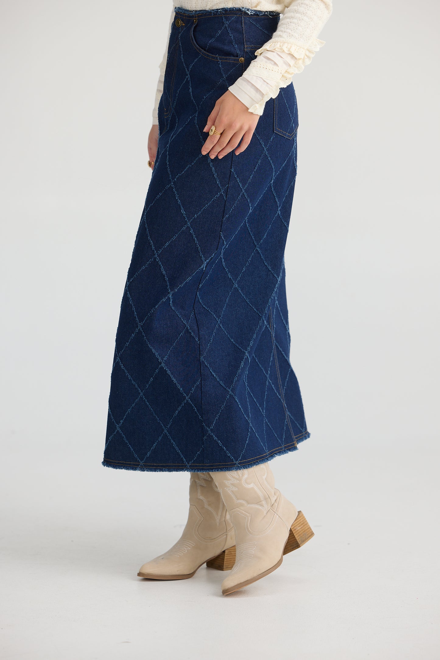 Macey Skirt - Dark Denim Diamond