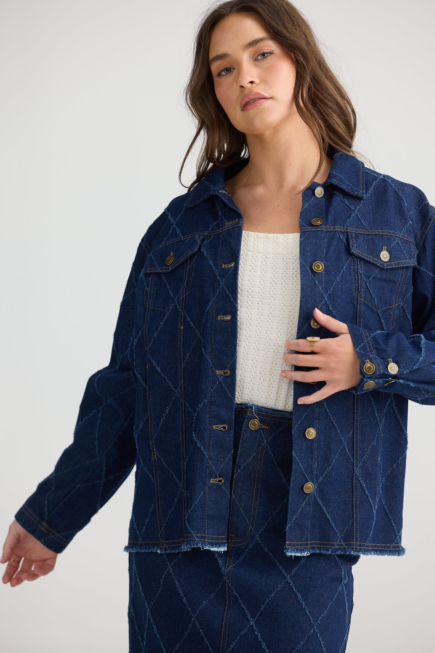 Macey Jacket - Dark Denim Diamond