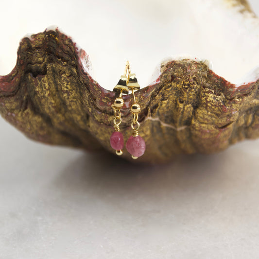 Pink Tourmaline Earrings Drops - Veluna