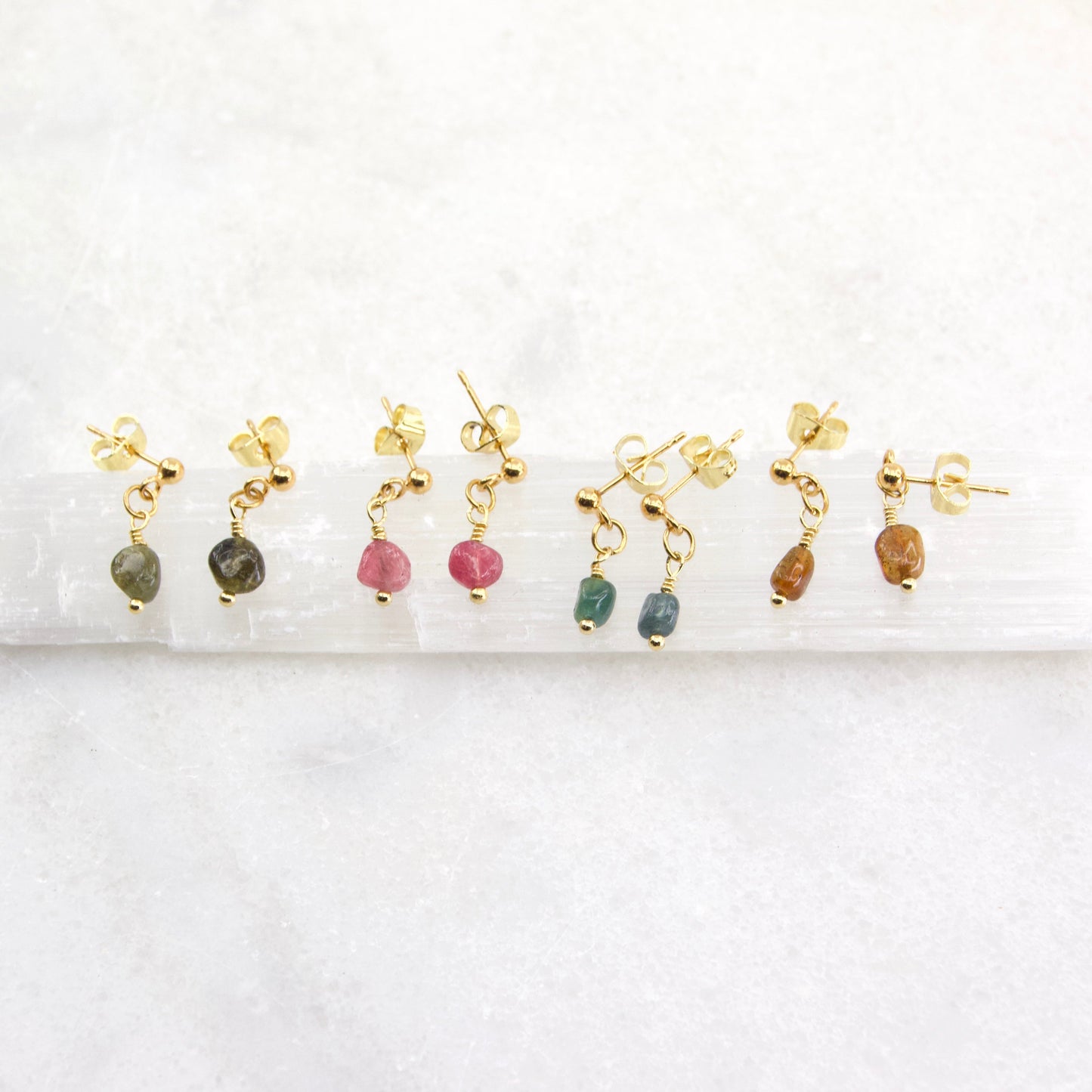 Pink Tourmaline Earrings Drops - Veluna