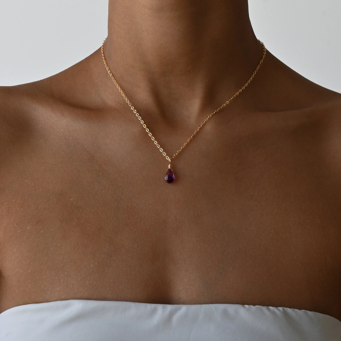 Rainbow Fluorite Droplet Gold 20" Necklace - Botanical H2o