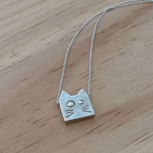 Sterling Silver Cat Necklace