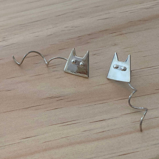 Sterling Silver Cat Earrings