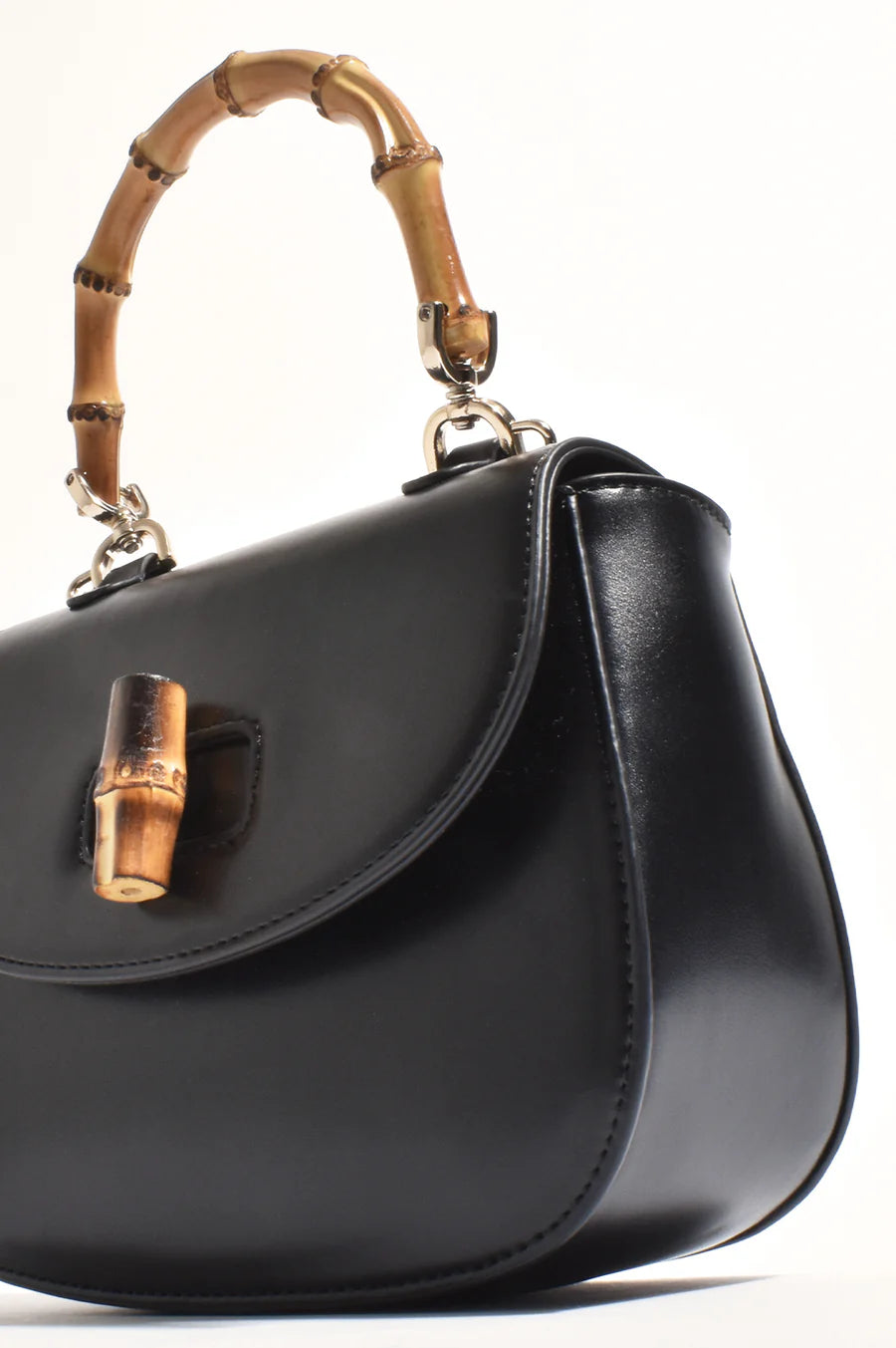 Marissa Bamboo Curved Mini Bag - Black