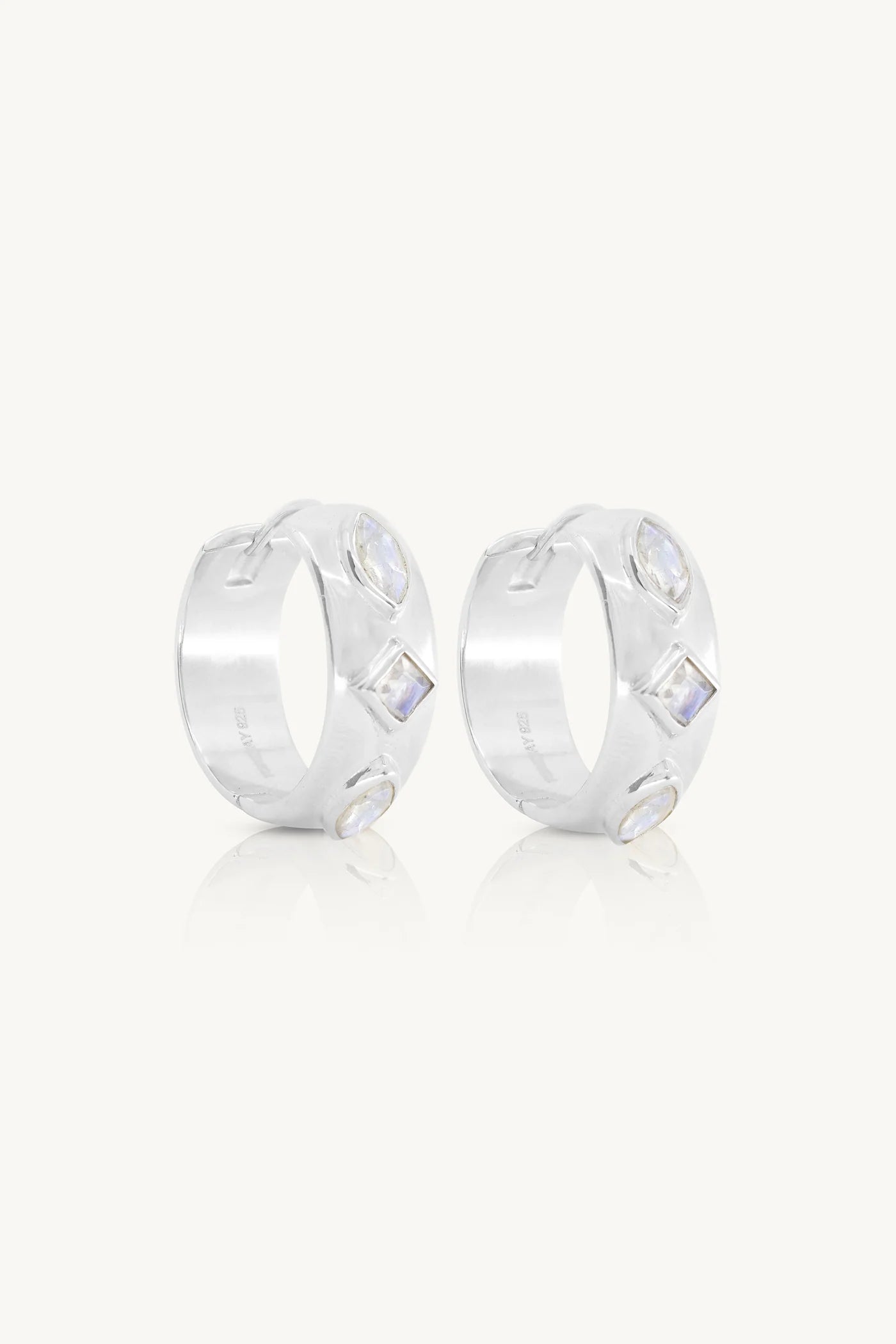 Coronet Moonstone Silver Hoops