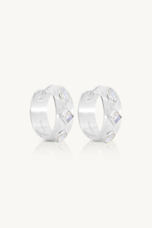 Coronet Moonstone Silver Hoops