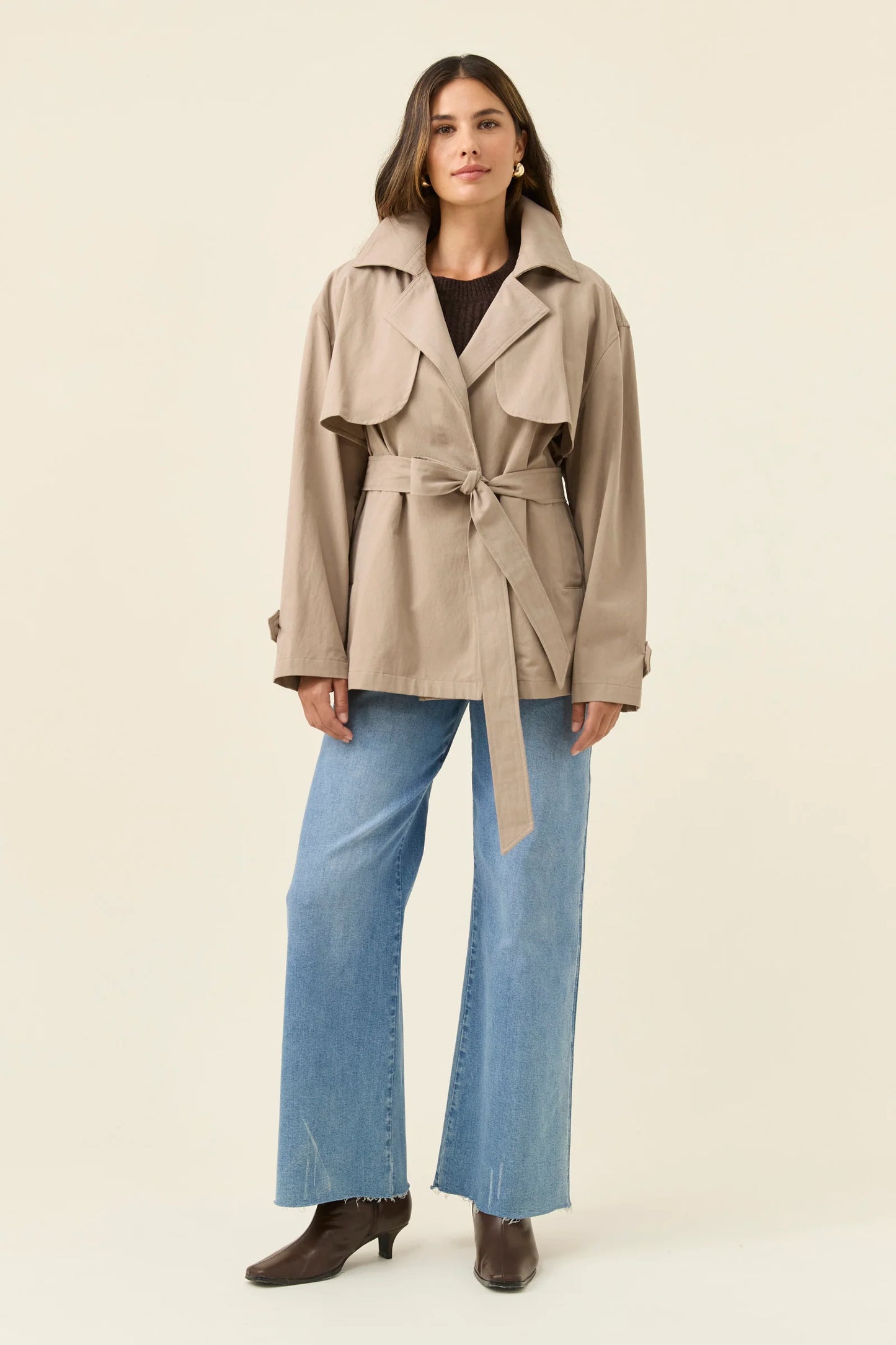 Farida Cropped Trench | Stone