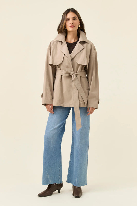 Farida Cropped Trench | Stone