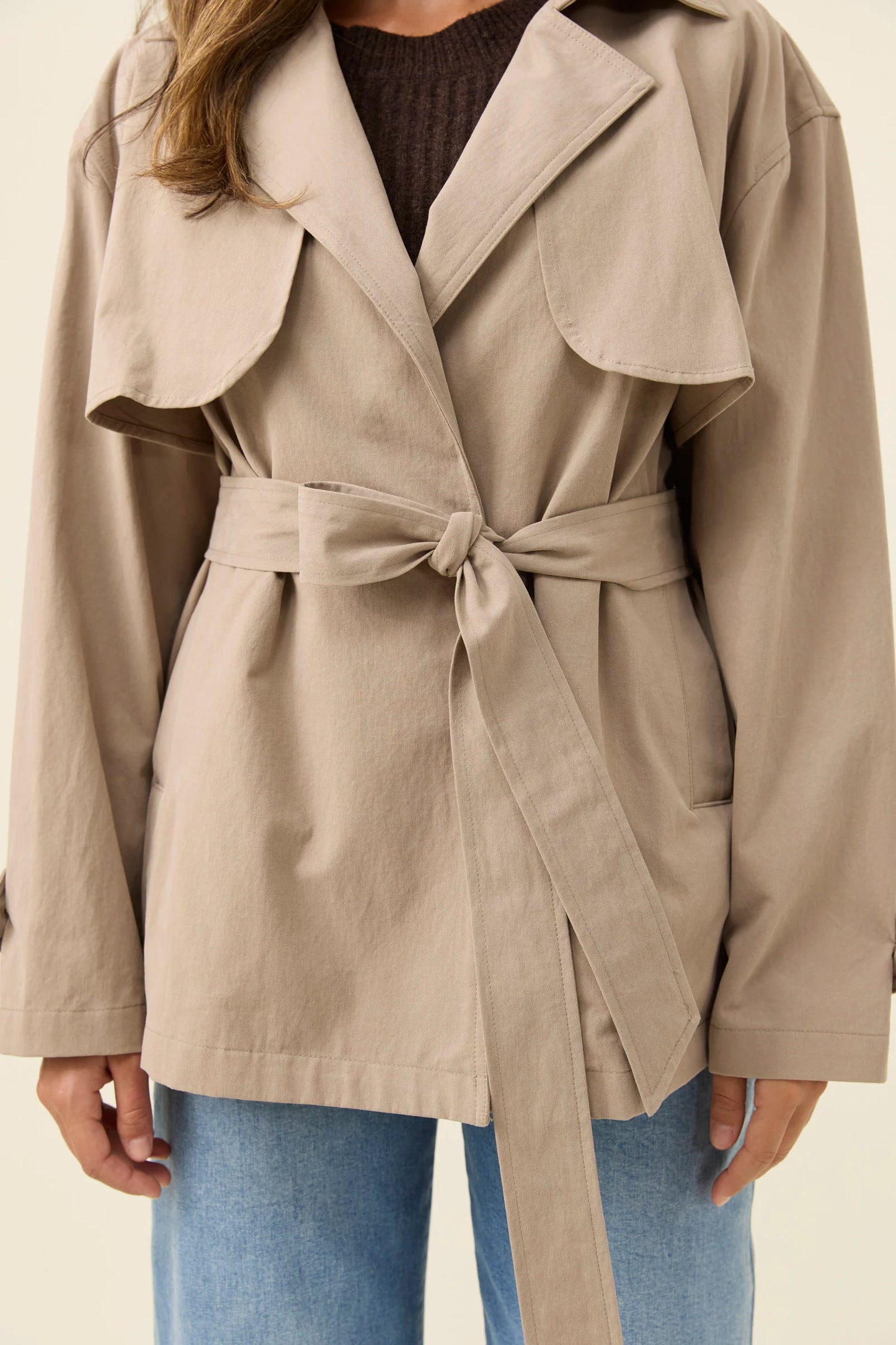 Farida Cropped Trench | Stone