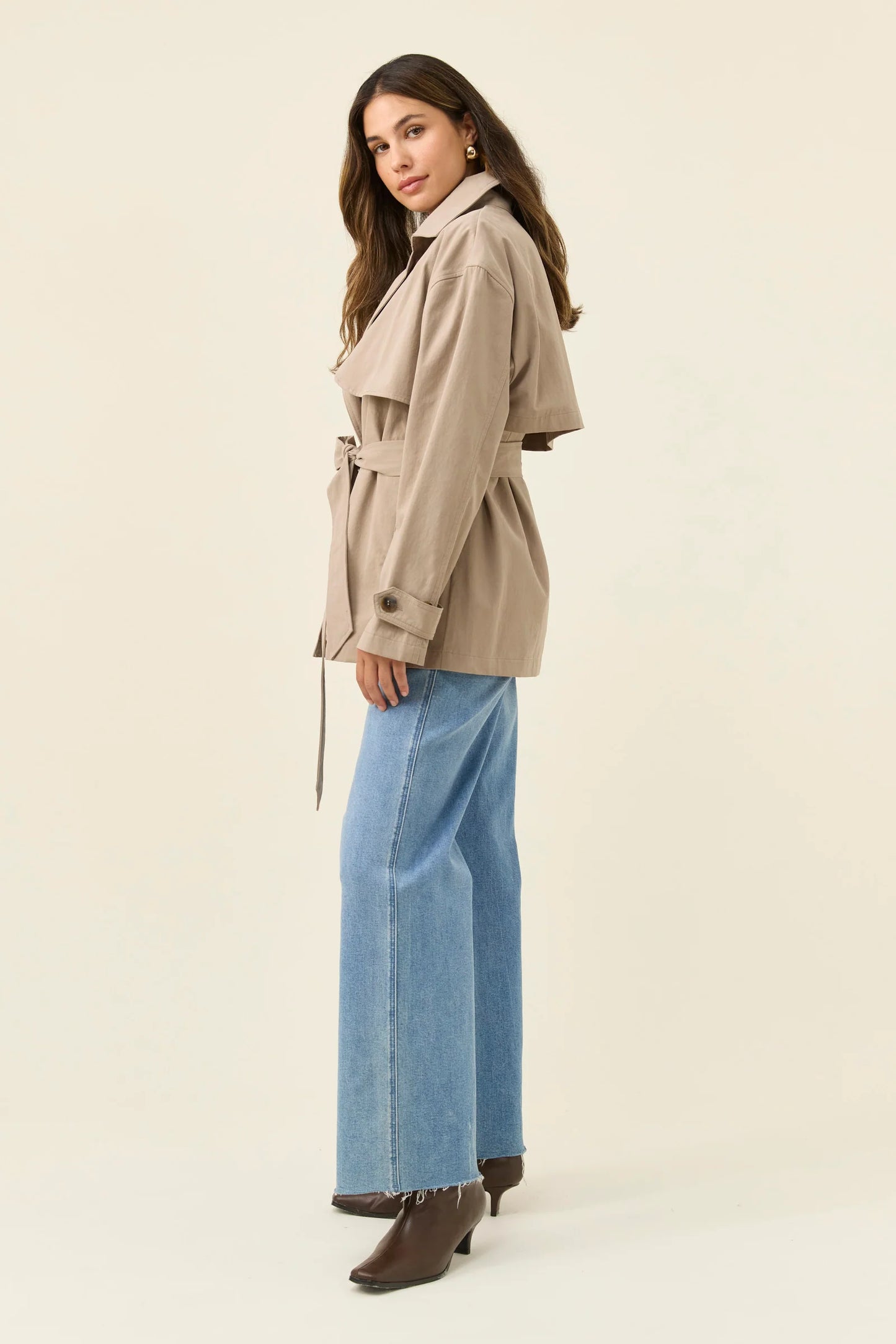 Farida Cropped Trench | Stone