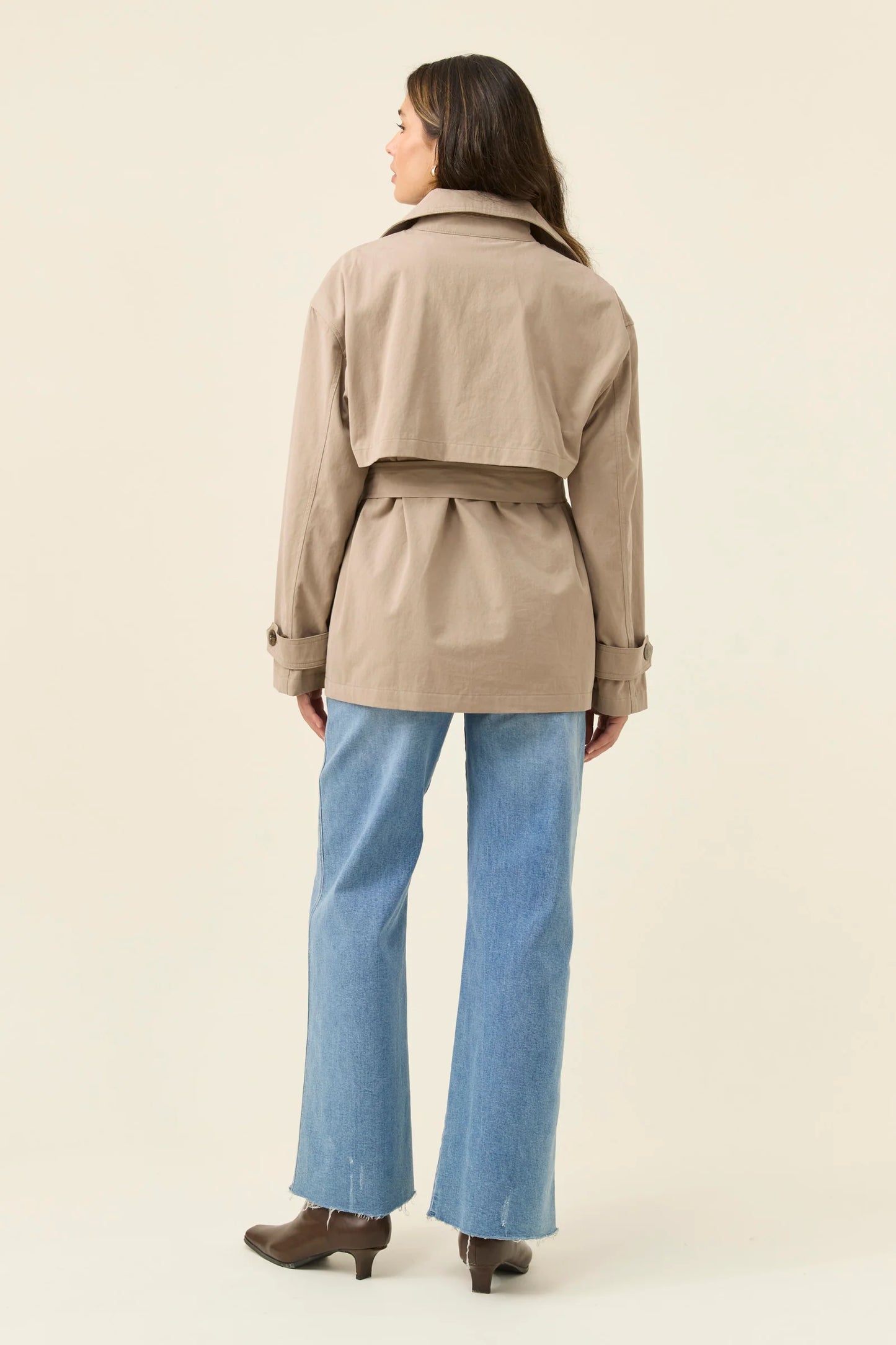 Farida Cropped Trench | Stone