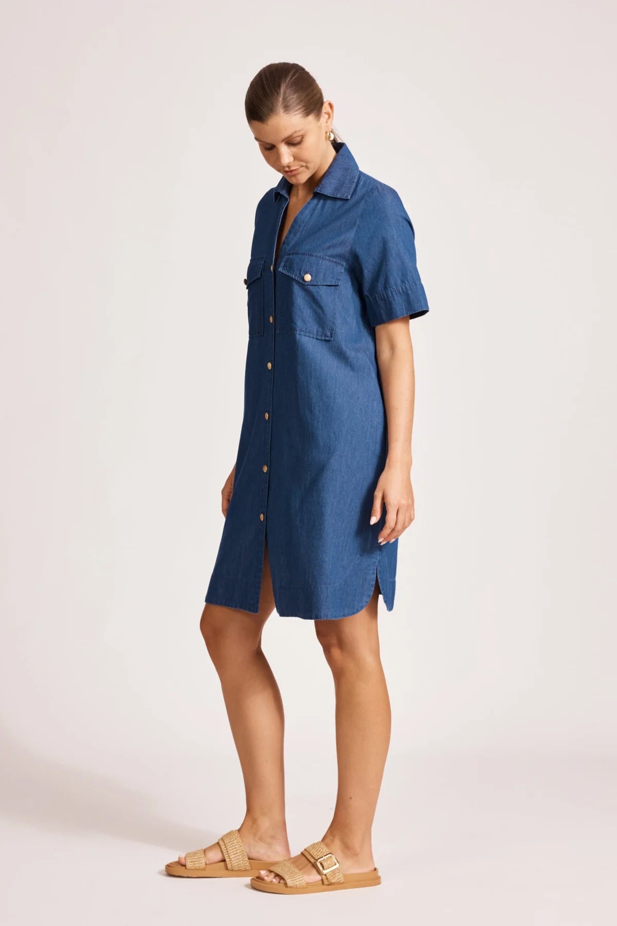 Melenia Denim Shirt Dress - Indigo