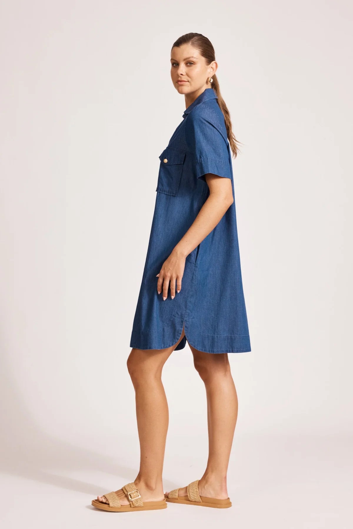 Melenia Denim Shirt Dress - Indigo