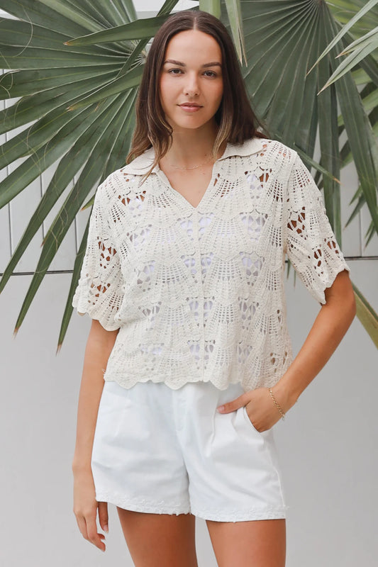 Evie Crochet Knit - Cream