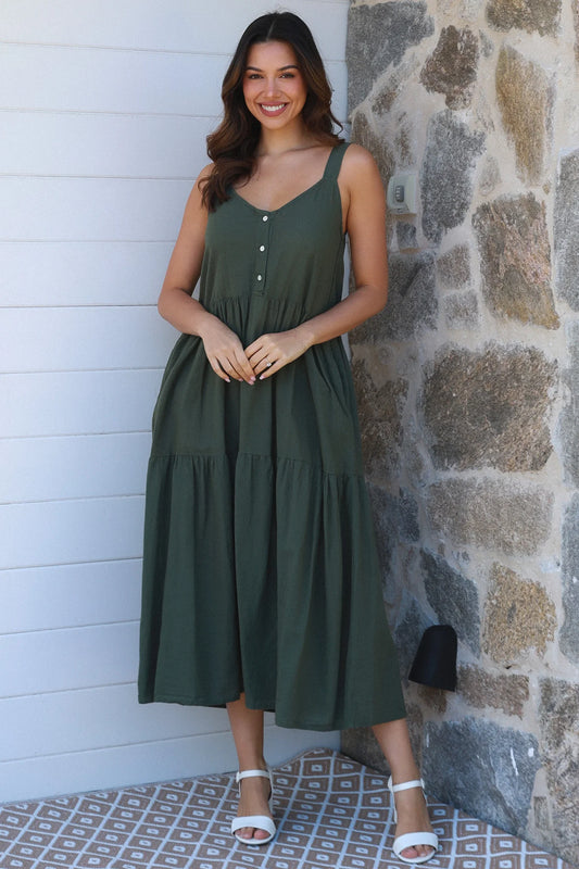 Lina Dress - Forest Green