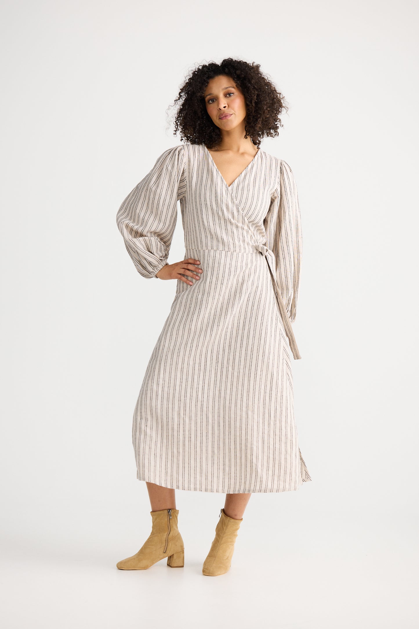 Amor Wrap Dress | Natural Stripe