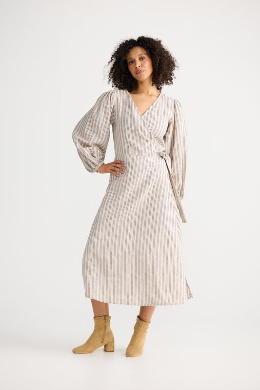 Amor Wrap Dress | Natural Stripe
