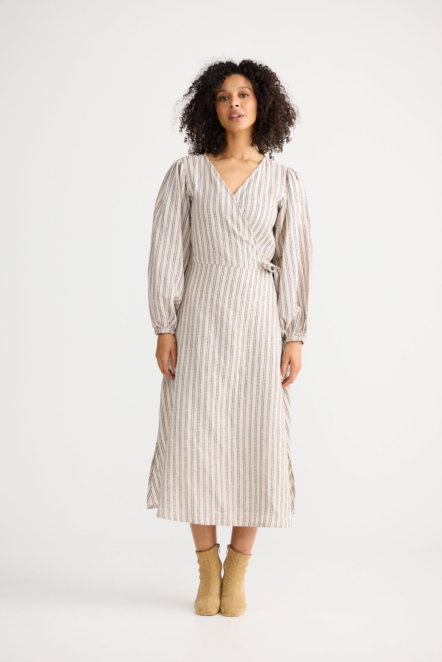 Amor Wrap Dress | Natural Stripe