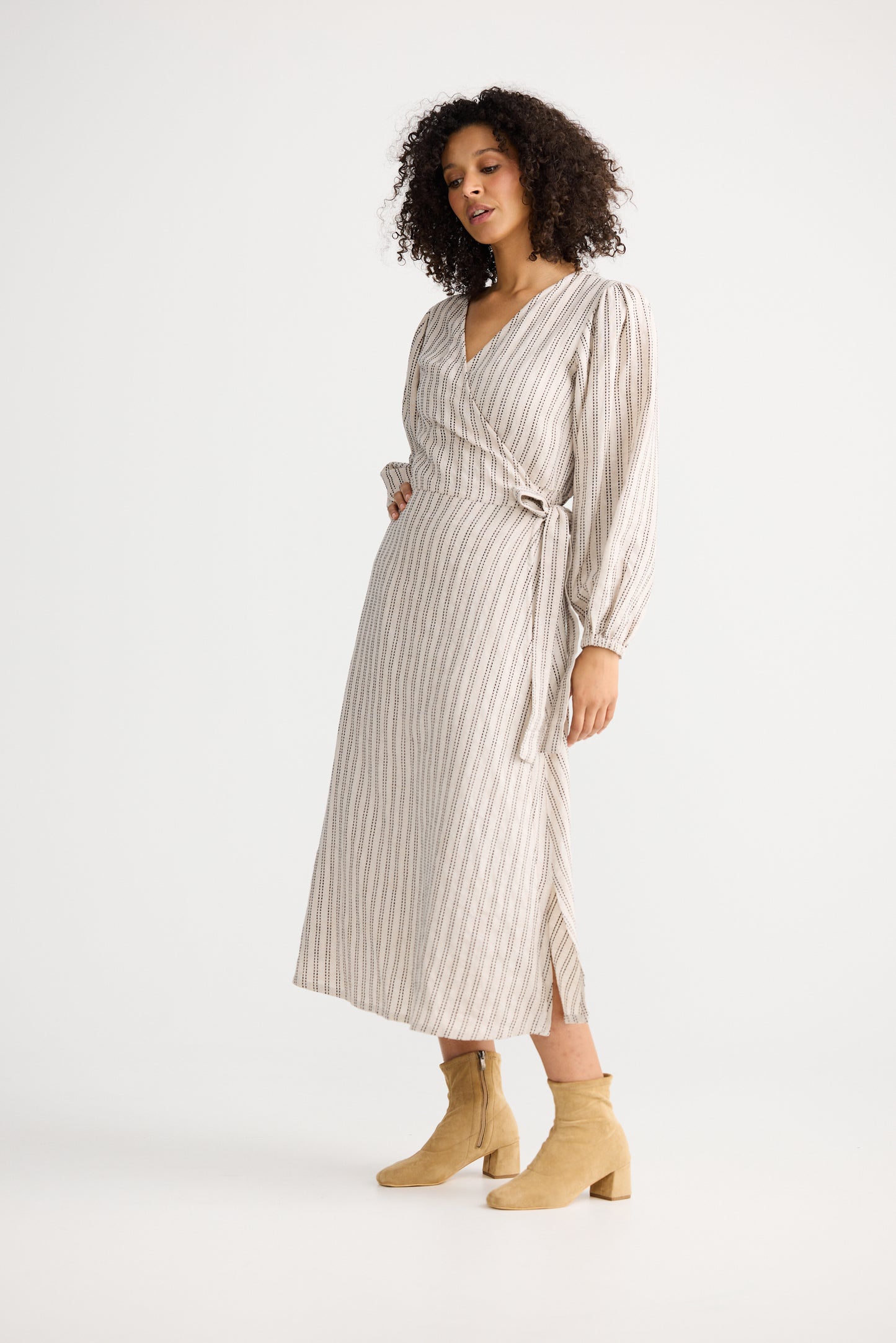 Amor Wrap Dress | Natural Stripe