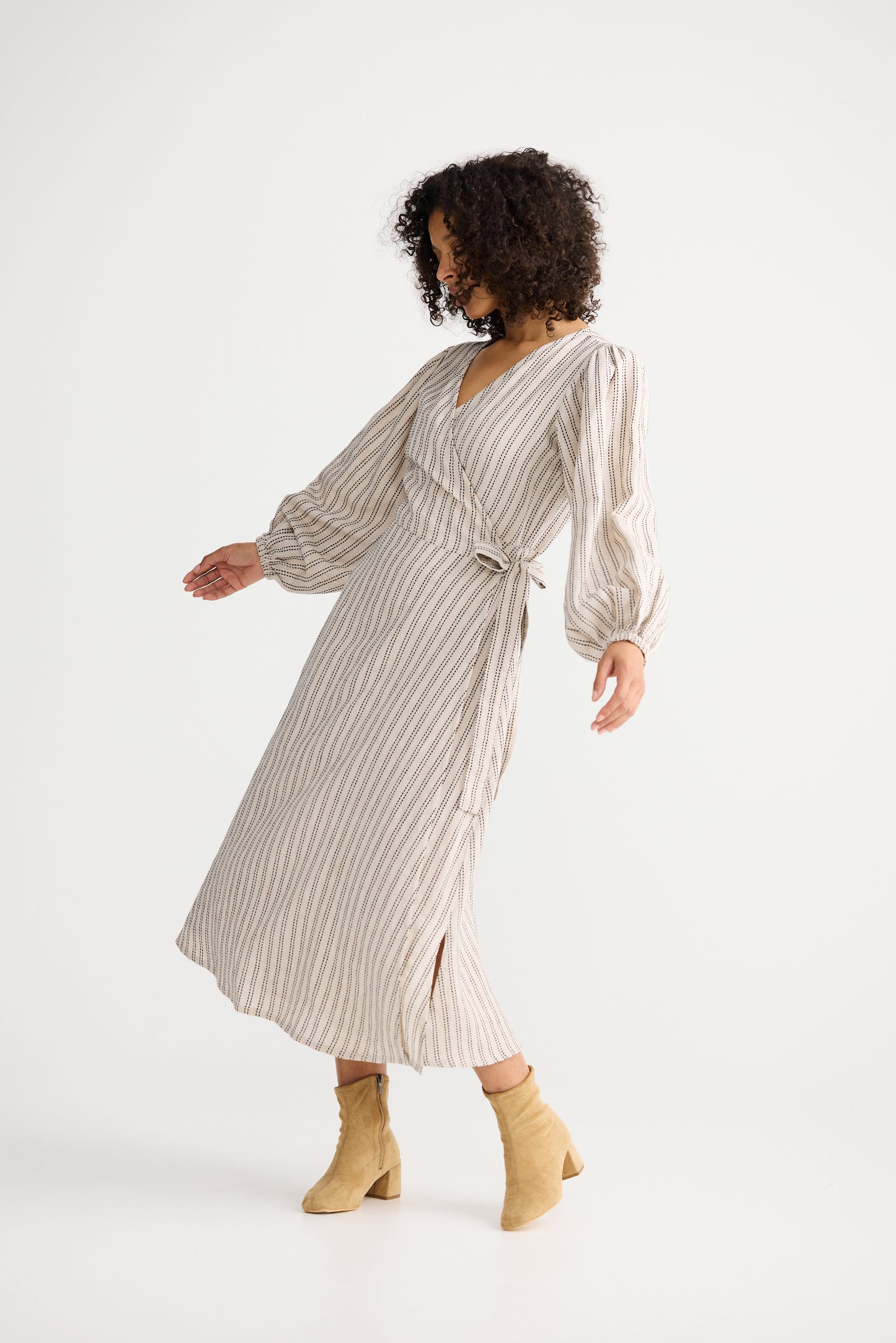 Amor Wrap Dress | Natural Stripe