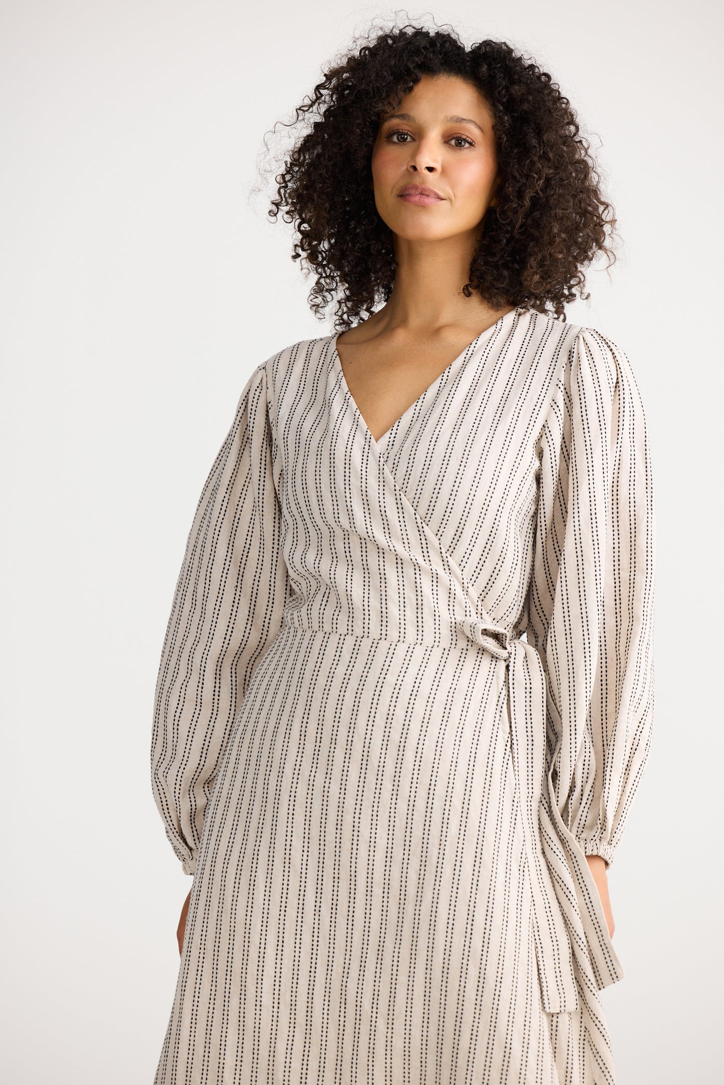 Amor Wrap Dress | Natural Stripe