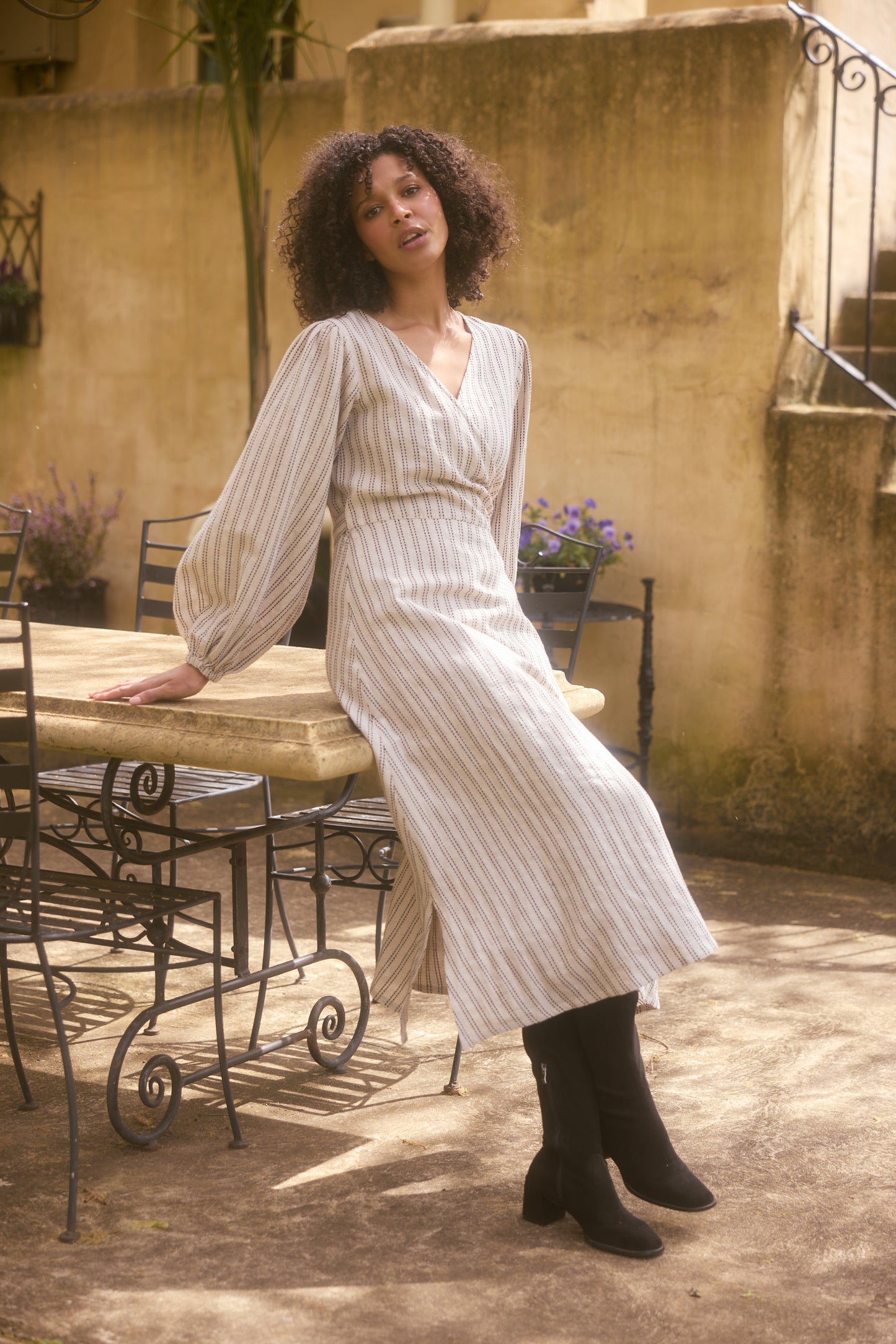 Amor Wrap Dress | Natural Stripe