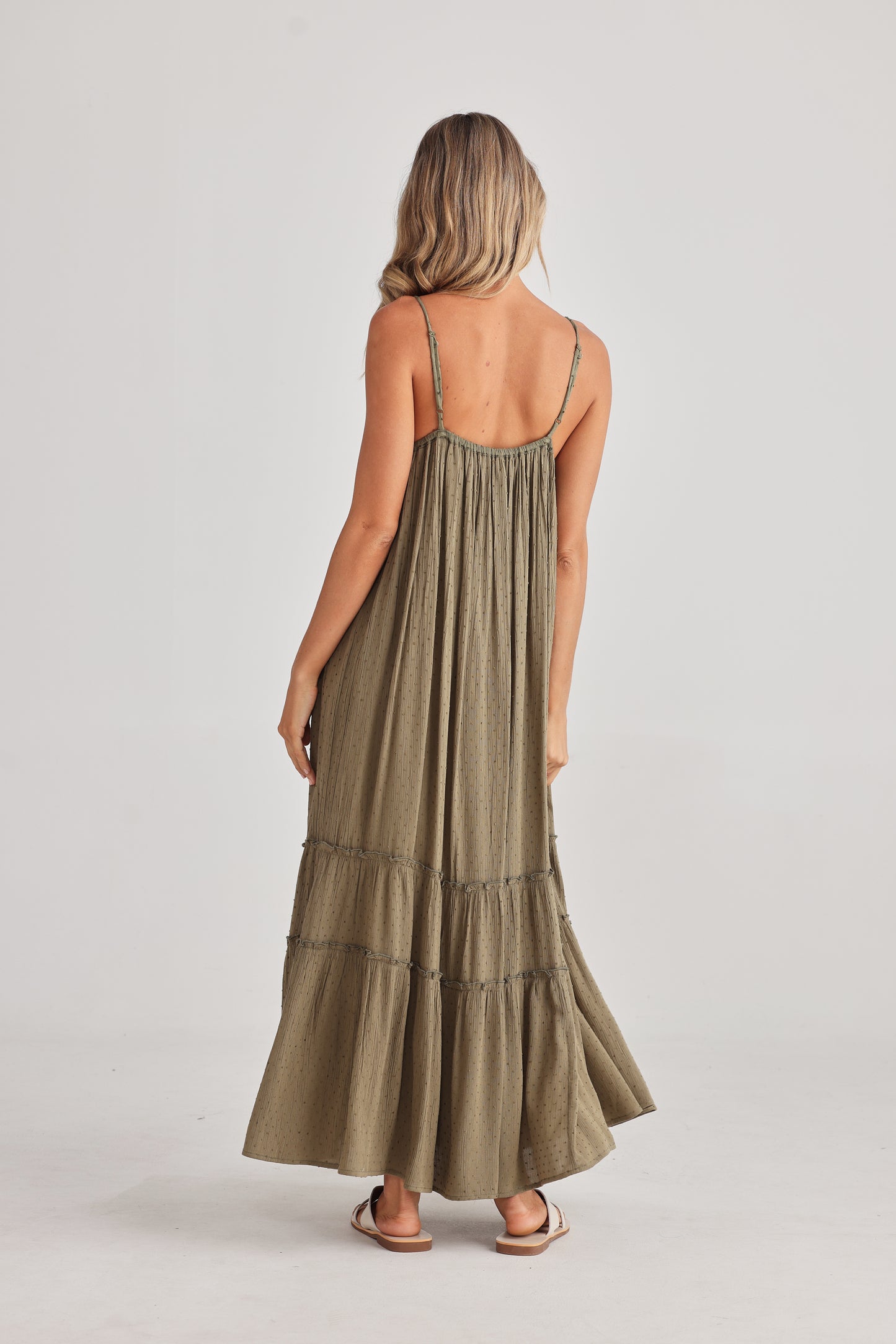 Inhale Dress - Olive Dobby