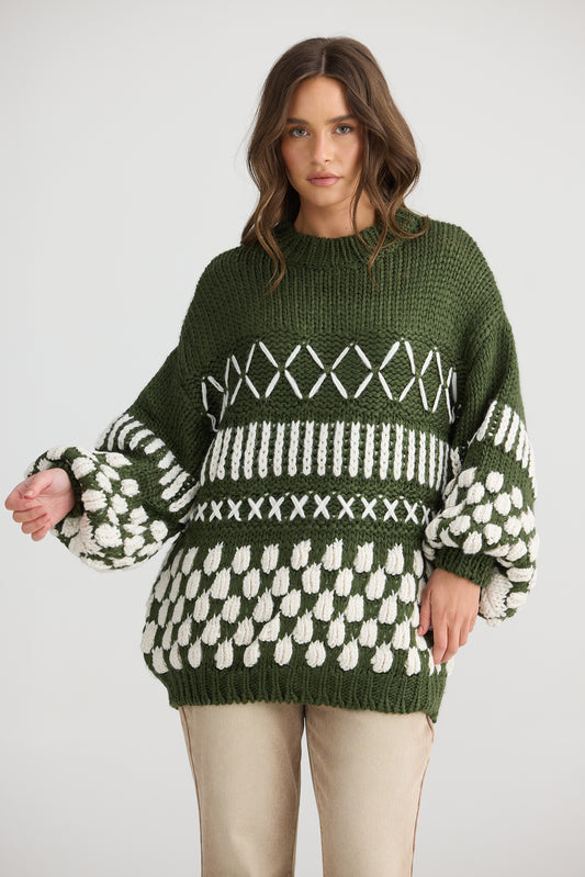 Colorado Knit - Khaki & Off White