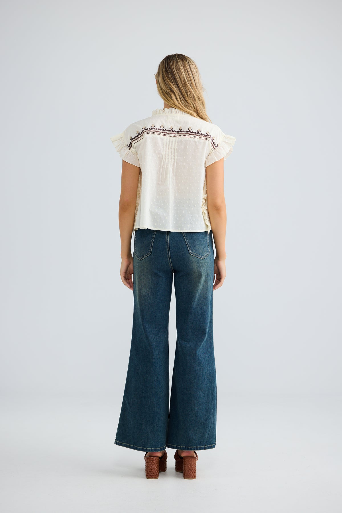 Saskia Tie Top in Natural Dobby