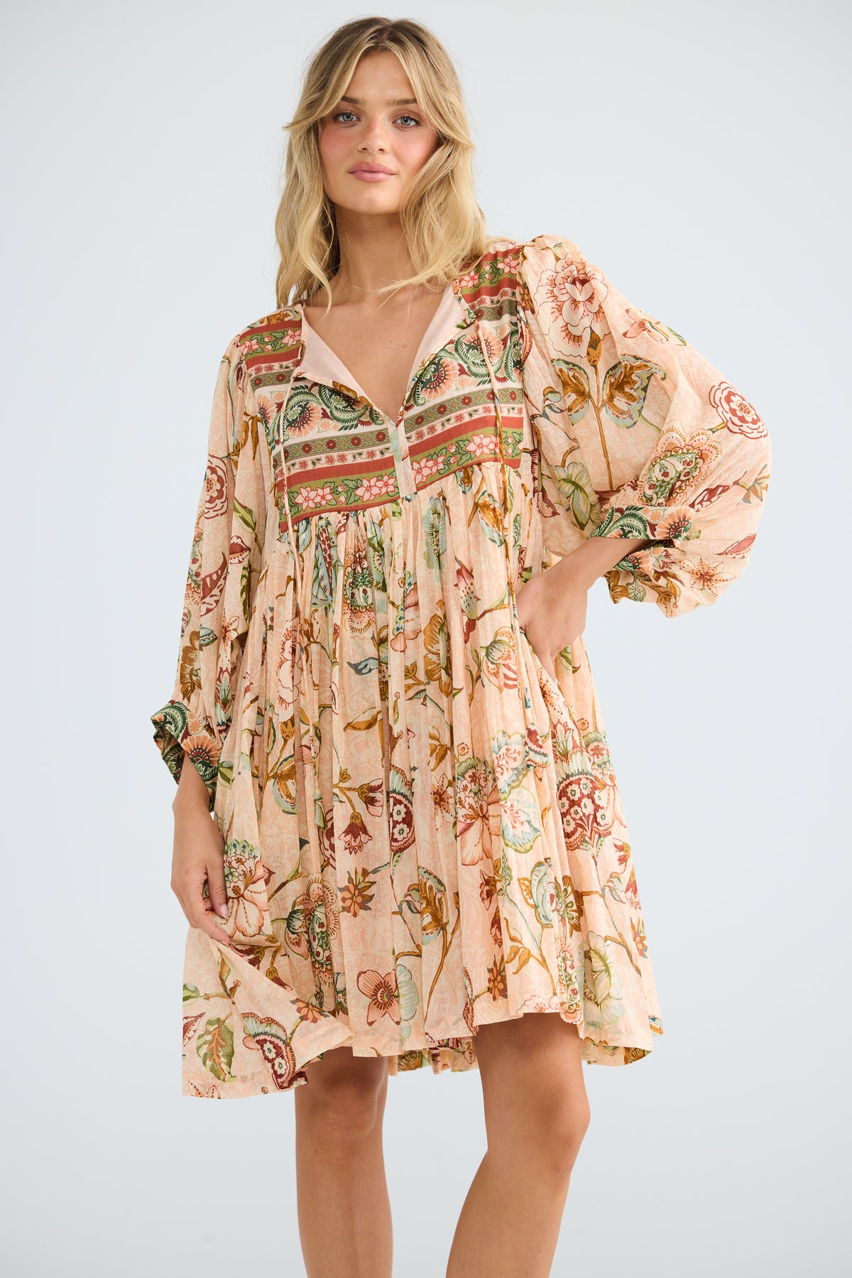 Wisteria Mini Dress in Wildflower Oasis