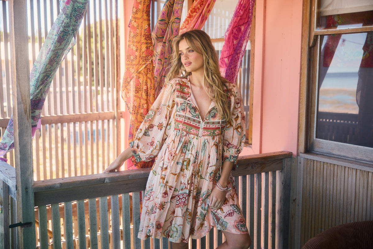 Wisteria Mini Dress in Wildflower Oasis