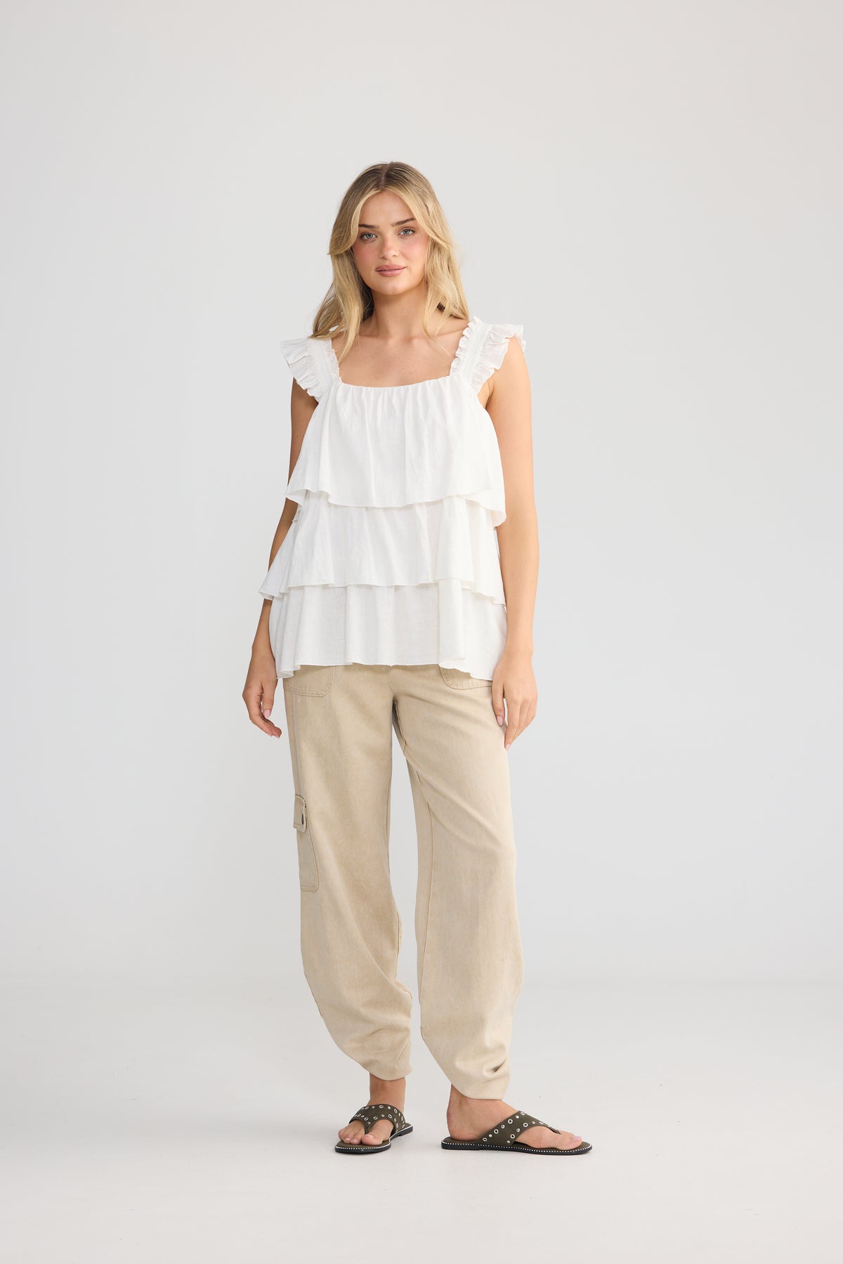 Paloma Ruffle Top in White
