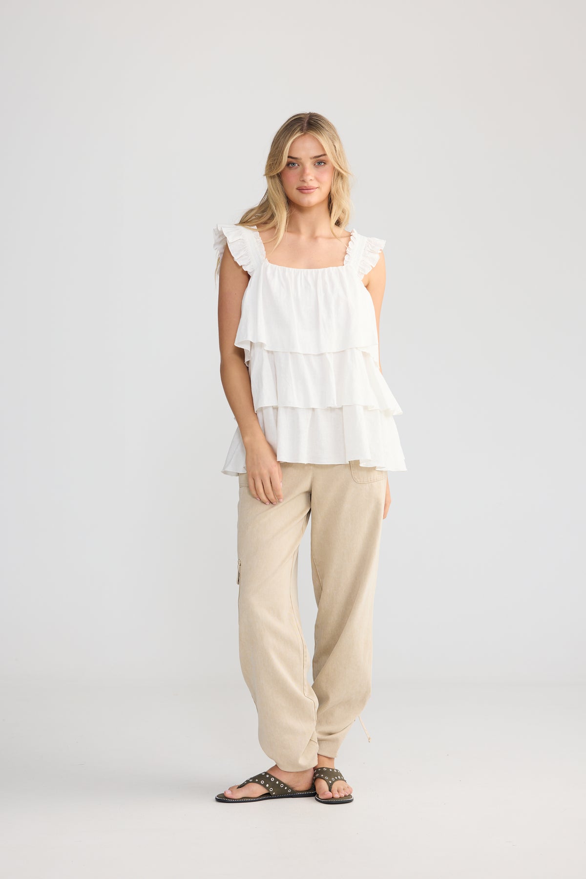 Paloma Ruffle Top in White