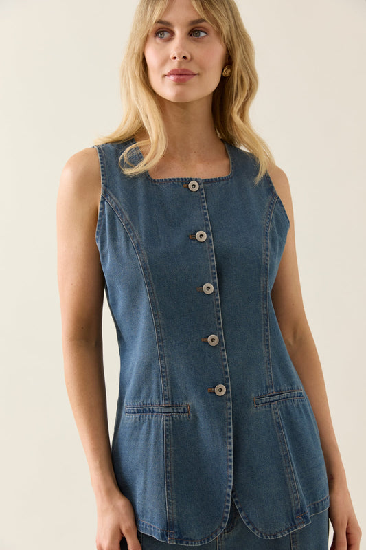 Sofie Denim Vest - Drift