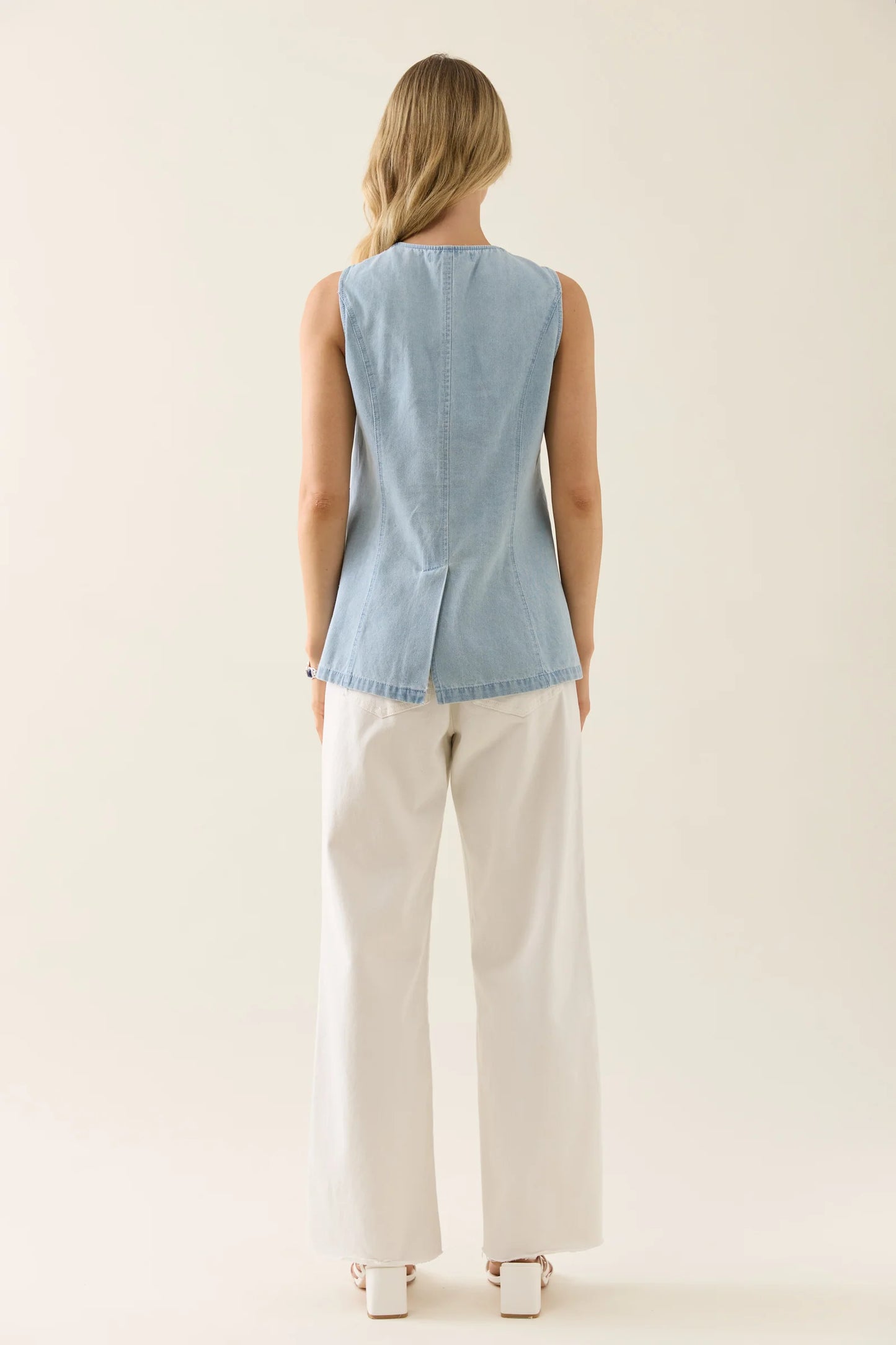 Sofie Denim Vest - Sky